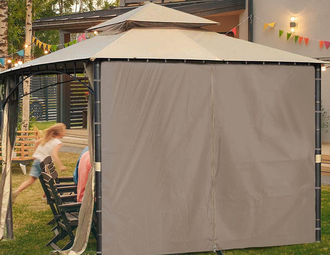 Beige Polyester UV-Blocking Square Gazebo Privacy Wall Panel