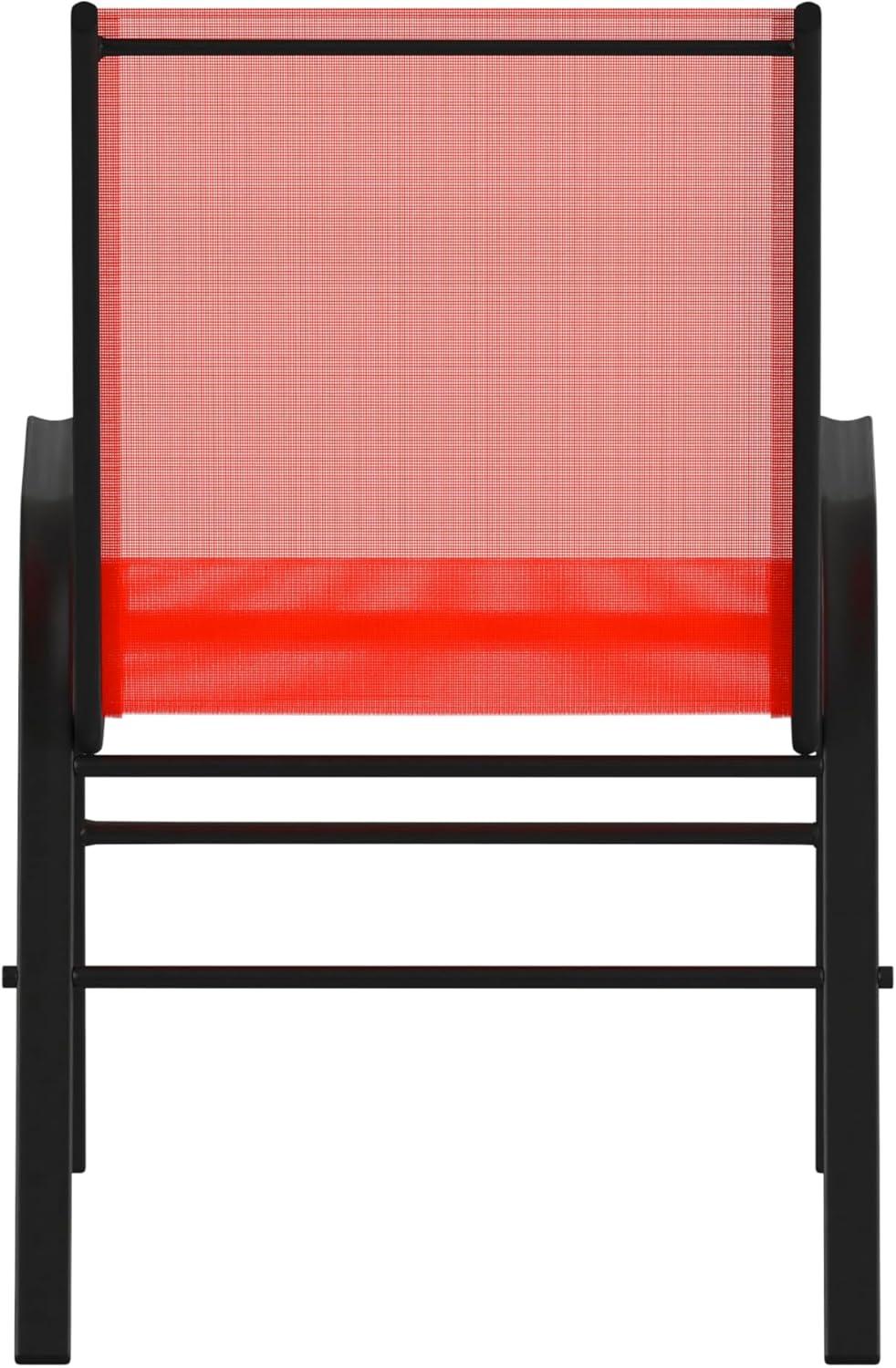 Flash Furniture Brazos Metal Patio Stack Chair in Red (Set of 4)