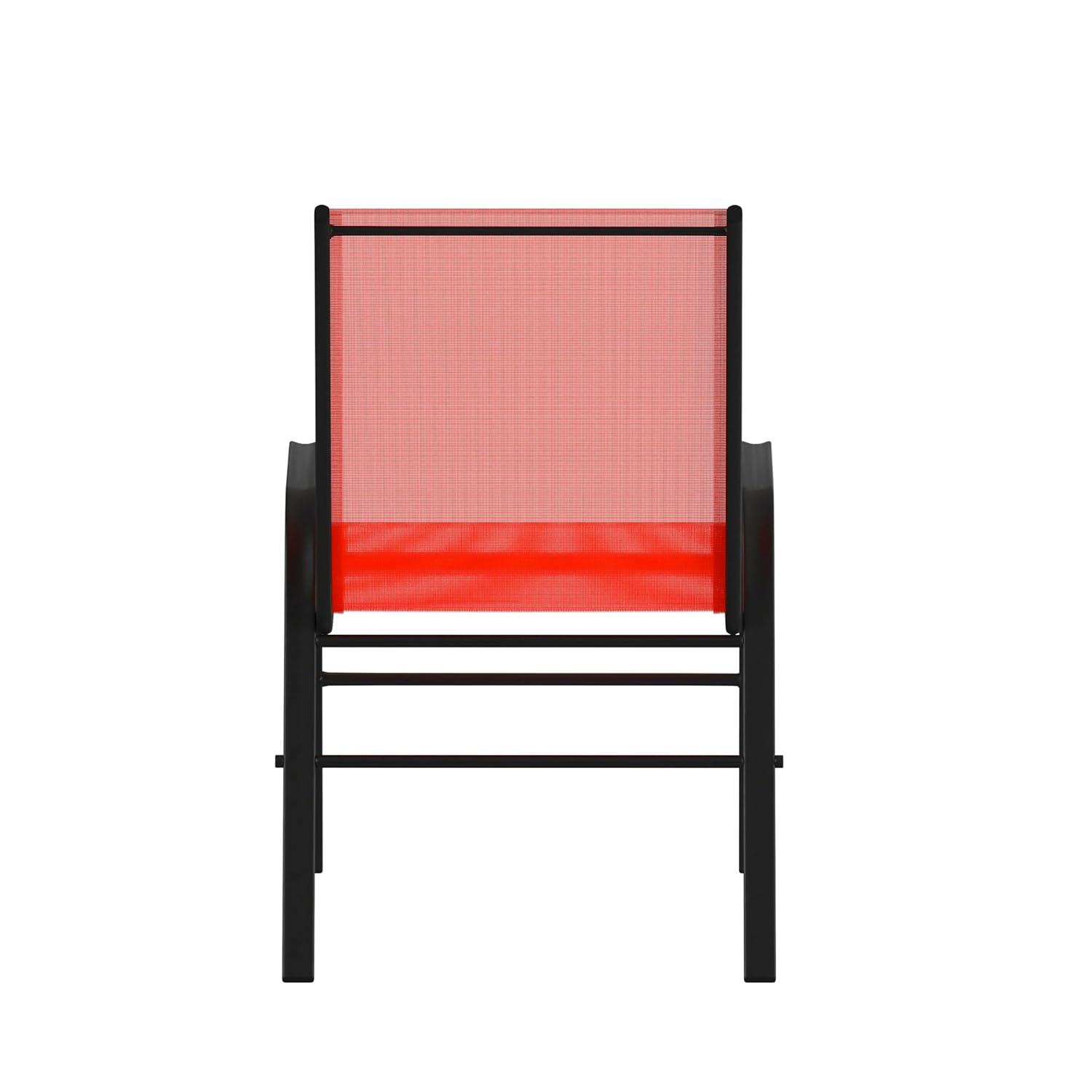 Flash Furniture Brazos Metal Patio Stack Chair in Red (Set of 4)