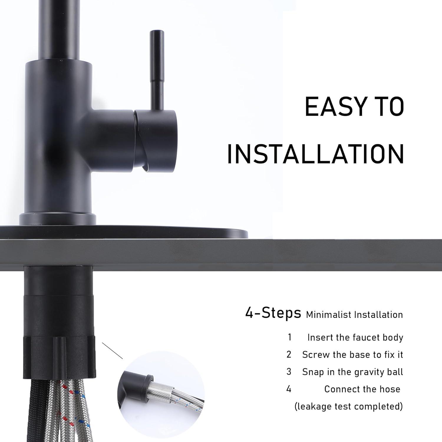 Brushed Nickel Kitchen Sink Faucet with Pull Down Sprayer Single Handle Single Hole Mixer Tap