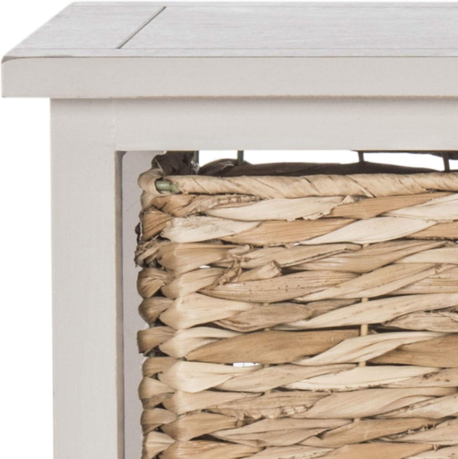 Halle 3 Wicker Basket Storage Side Table - Vintage Grey - Safavieh.