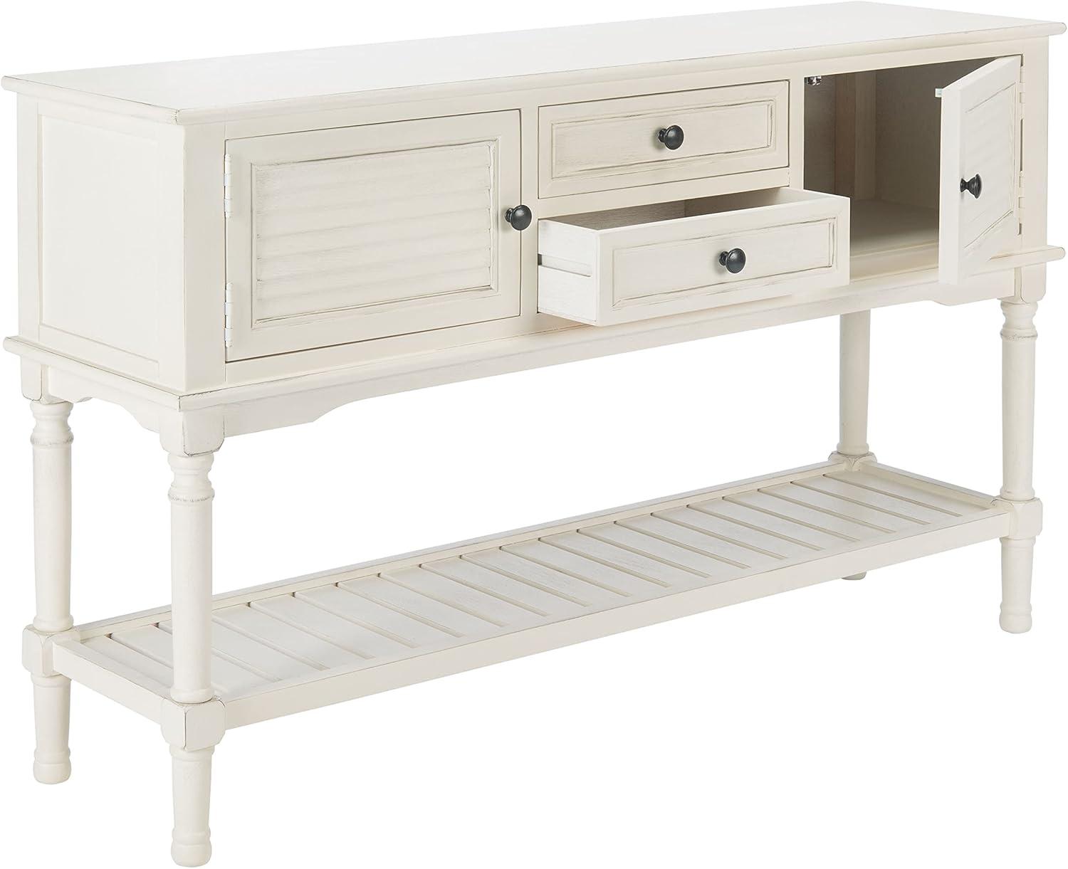 SAFAVIEH Tate Distressed White Wood Console Table with Drawer (47.3 in. W x 13 in. D x 29.5 in. H)