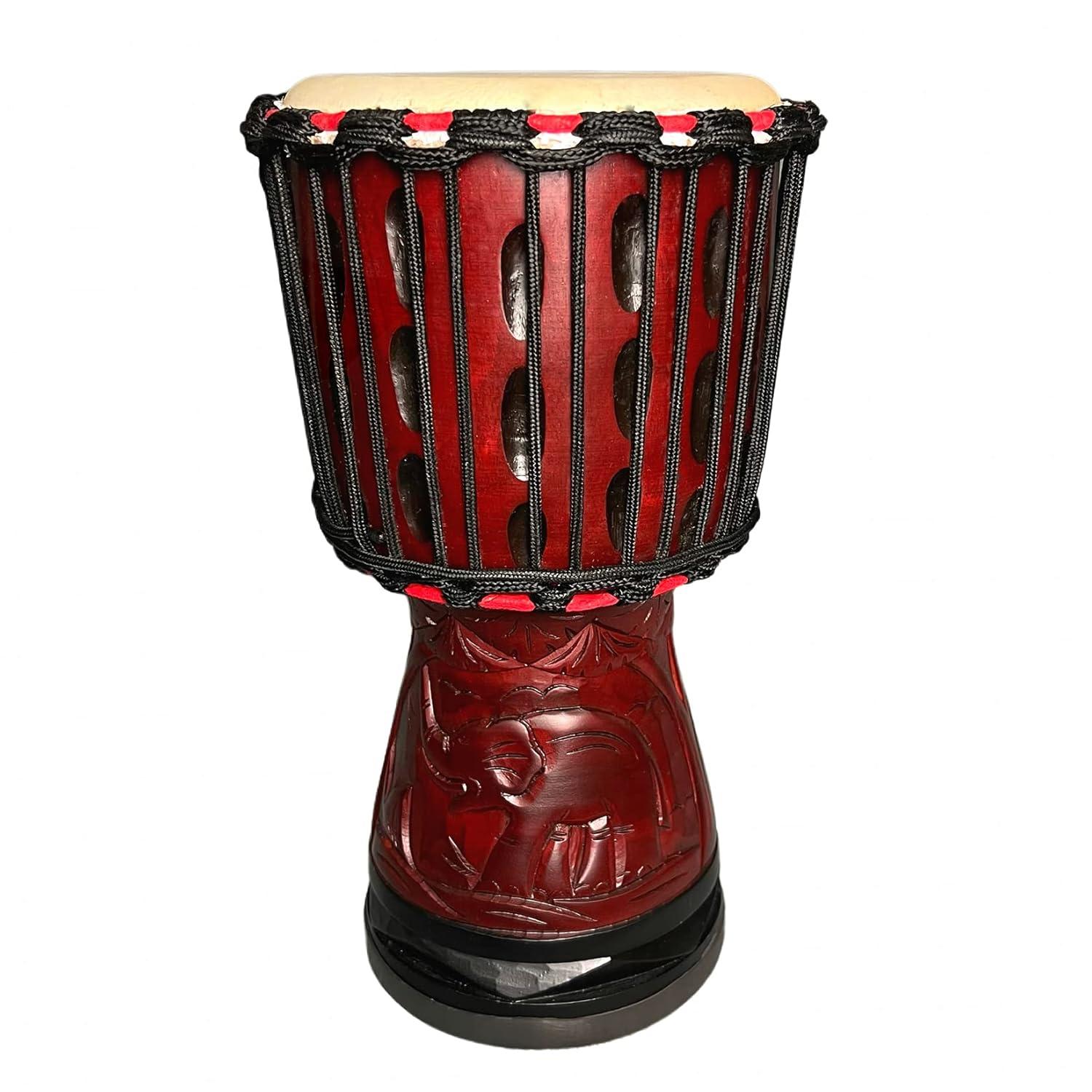 Djembe Drum 8'' Pure Handmade Solid Wood Deep Carving,Percussion, From West African Style Tambourine, Bongo