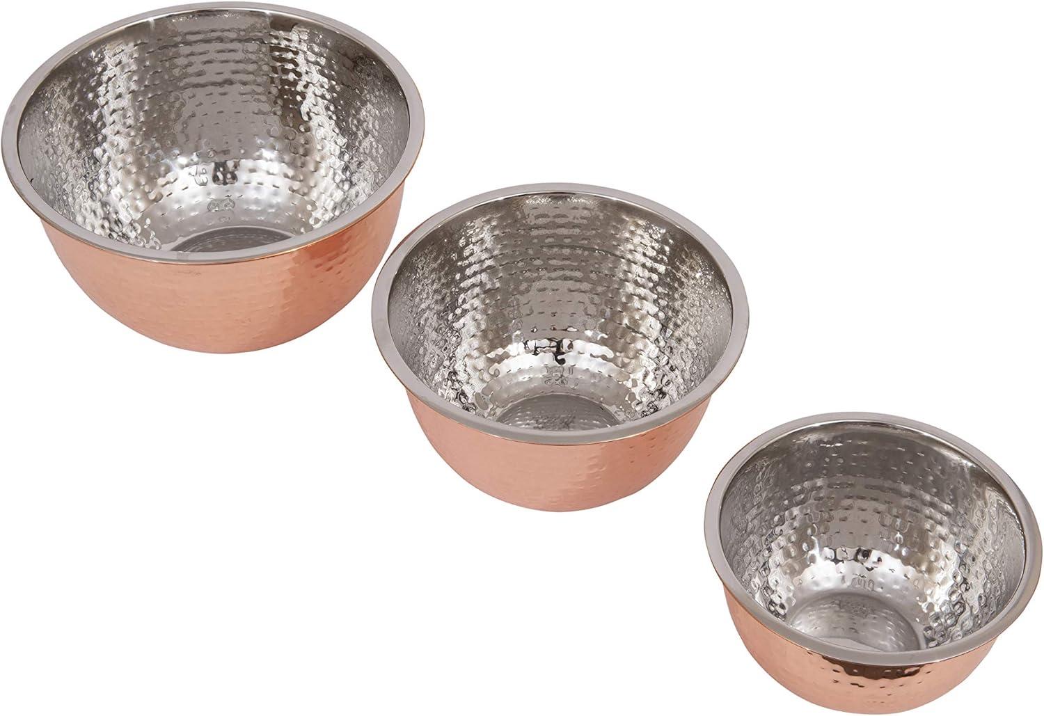 Copper Finish Hammered Stainless Steel Nesting Bowls Set