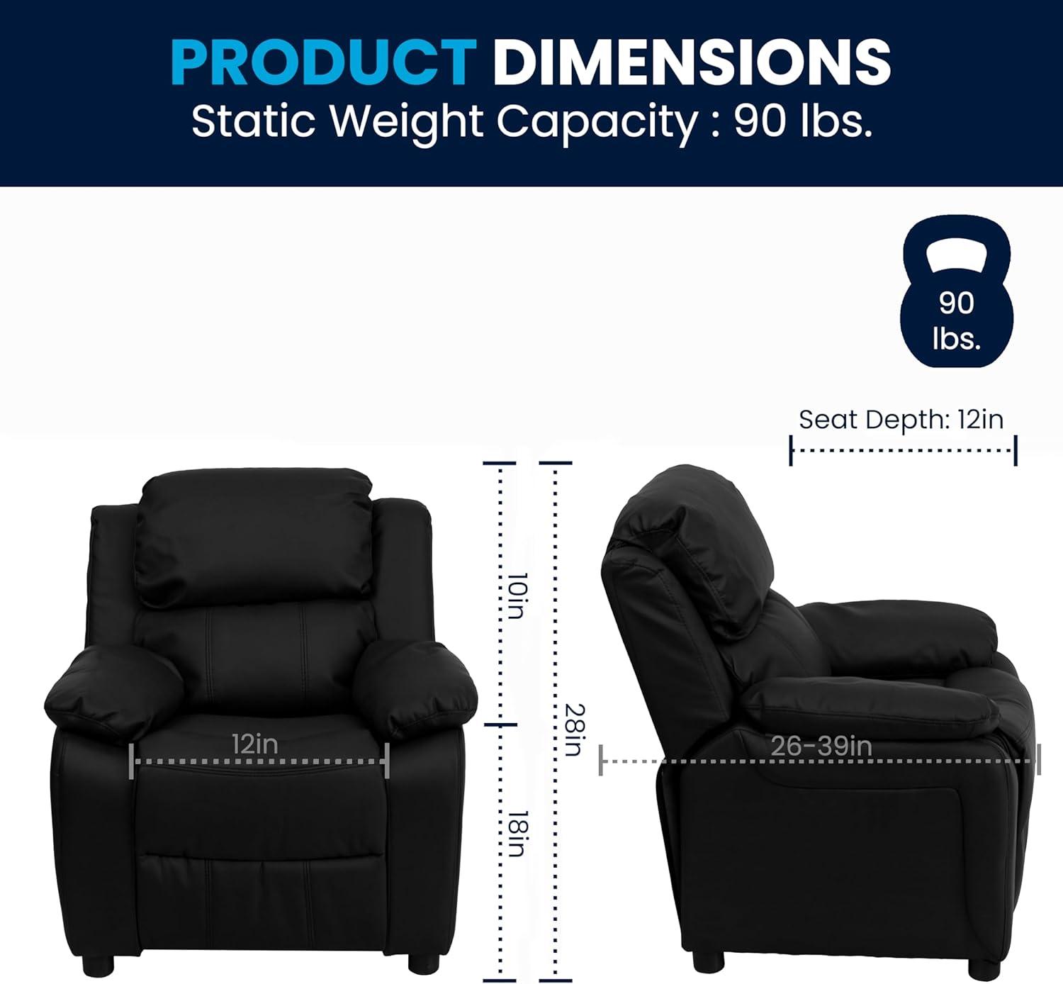 Flash Furniture Deluxe Padded Contemporary Kids Recliner with Storage Arms