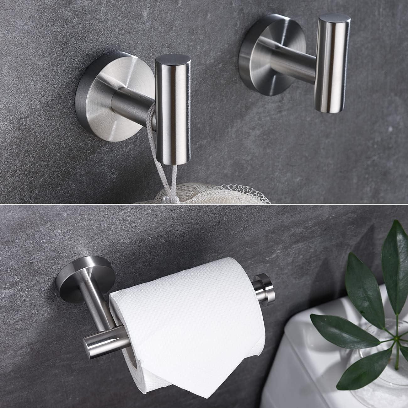 CHUNTIAN SUS 304 Stainless Steel Wall Mounted - Includes Toilet Paper Holder, 2X Robe Towel Hooks Bathroom Accessories Kit， 3-Pieces Bathroom Hardware Set -Black