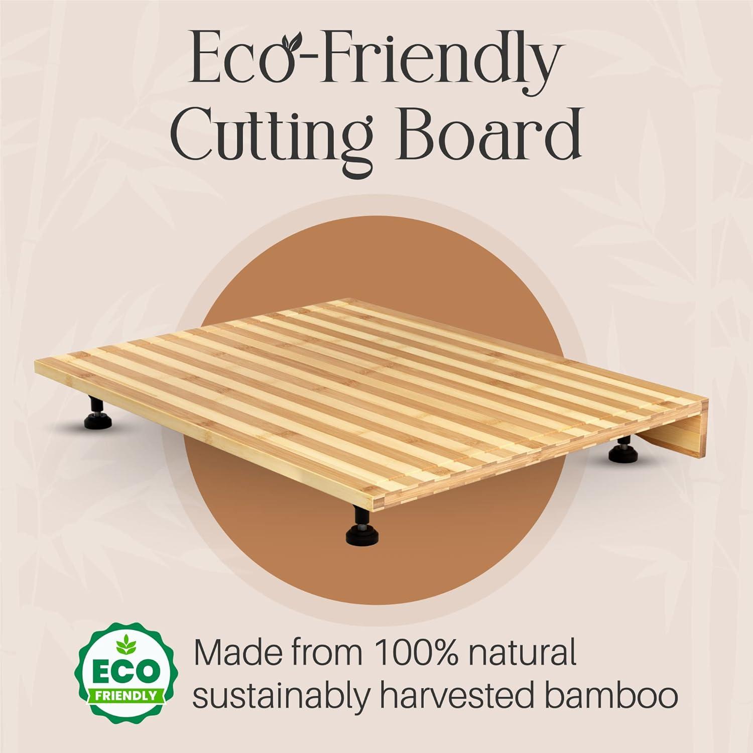 Adjustable Bamboo Rectangular Stove Top Cover and Cutting Board