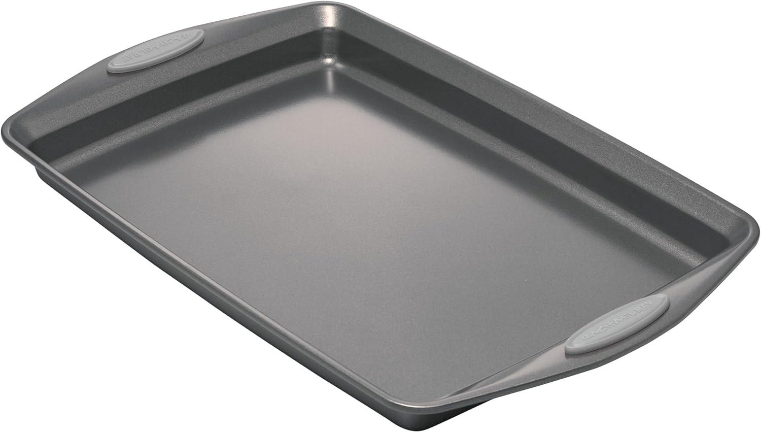 Gray Nonstick Steel 3-Piece Baking Sheet Set with Grips