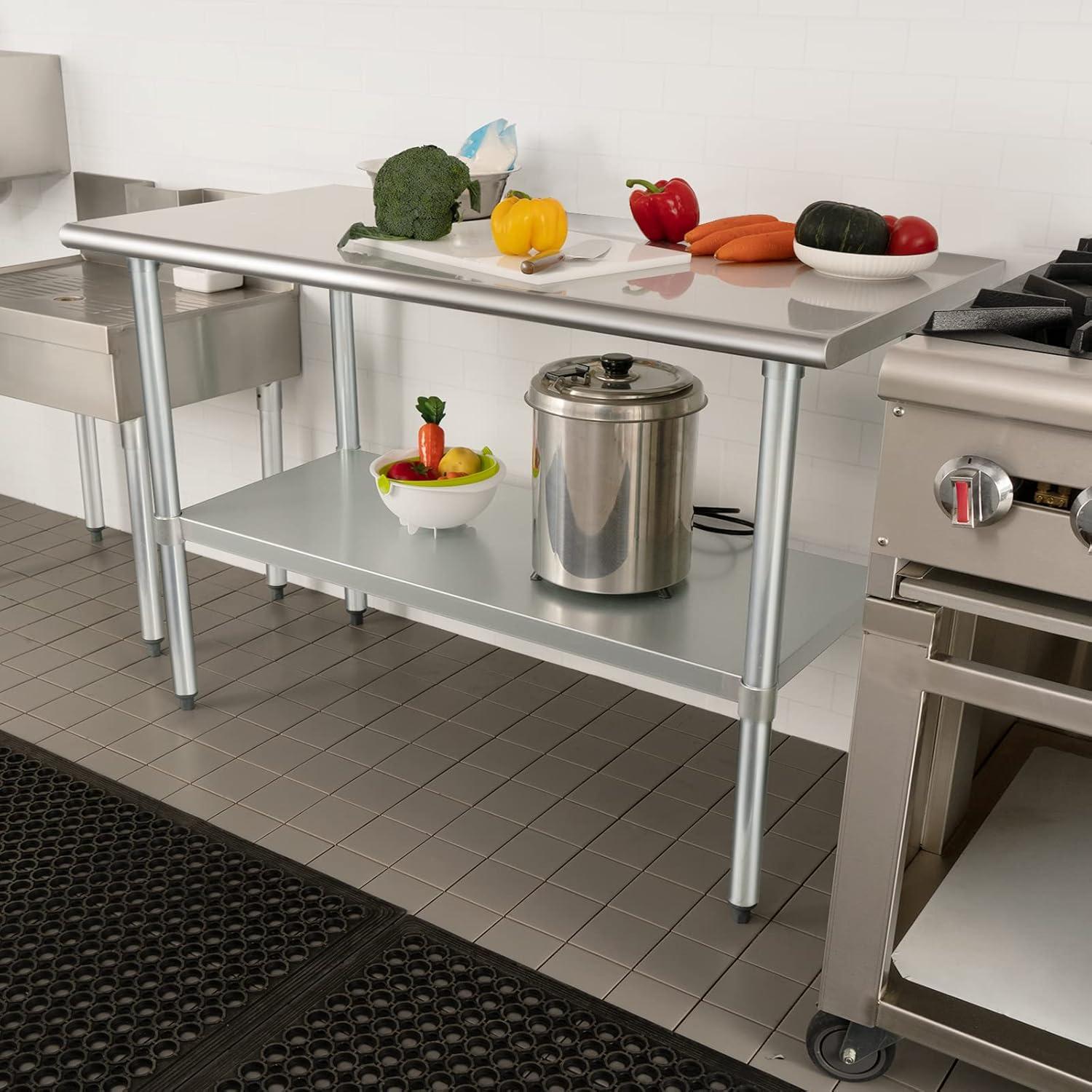 KUTLER 60'' Stainless Steel Commercial Kitchen Prep Table with Undershelf