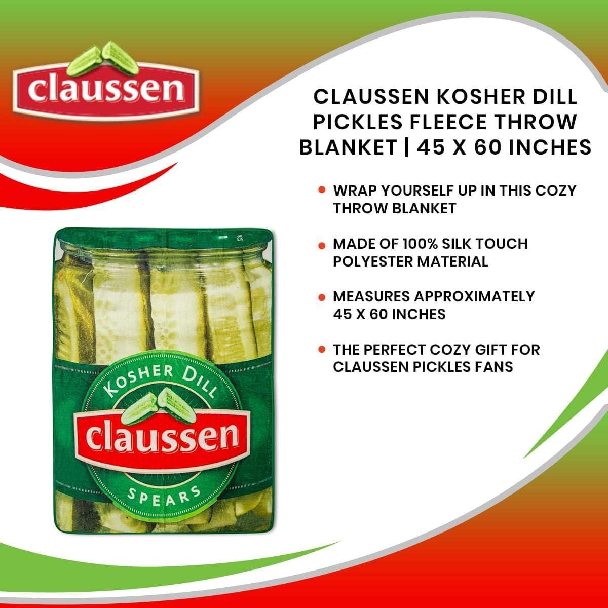 Toynk Claussen Kosher Dill Pickles Fleece Throw Blanket | 45 x 60 Inches