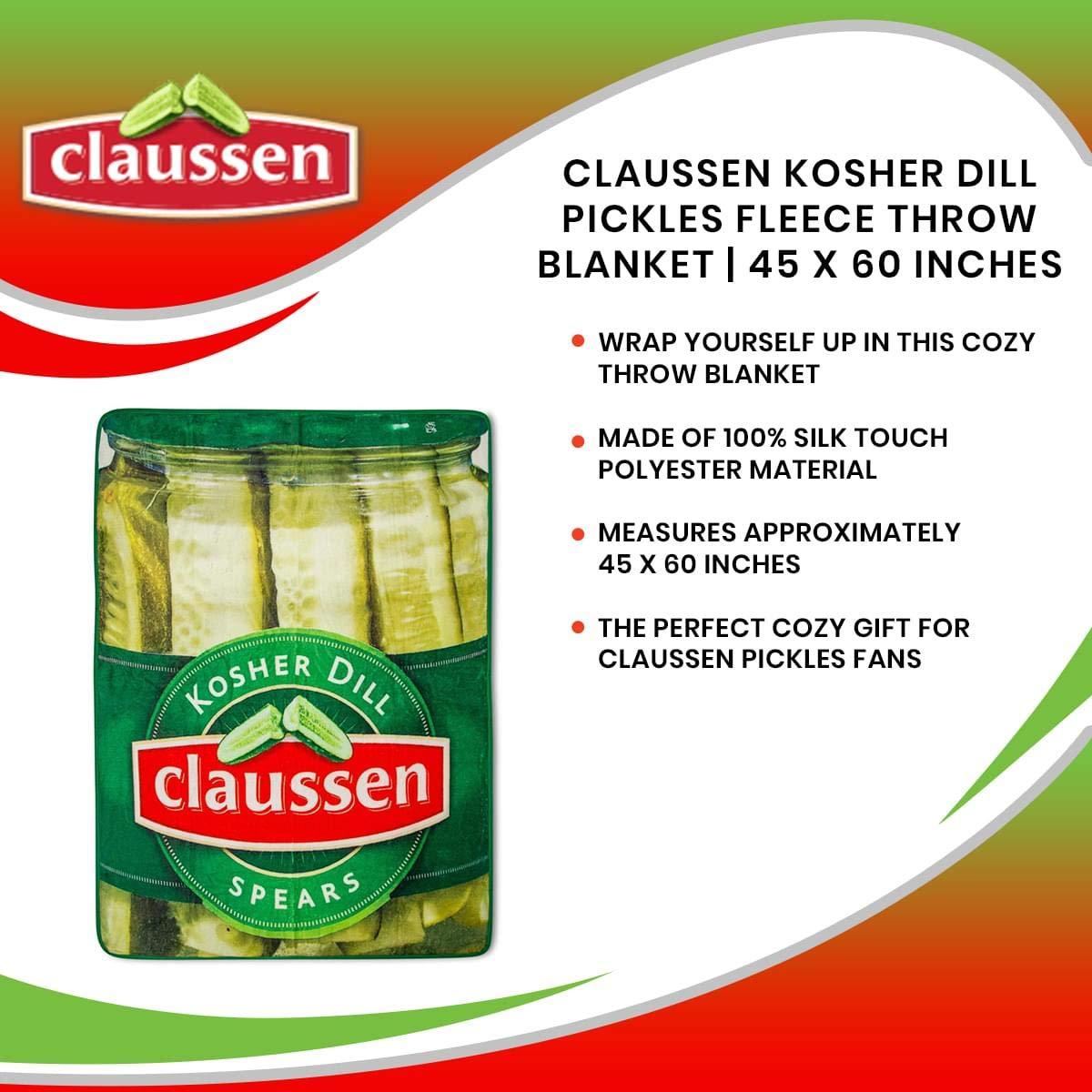 Toynk Claussen Kosher Dill Pickles Fleece Throw Blanket | 45 x 60 Inches
