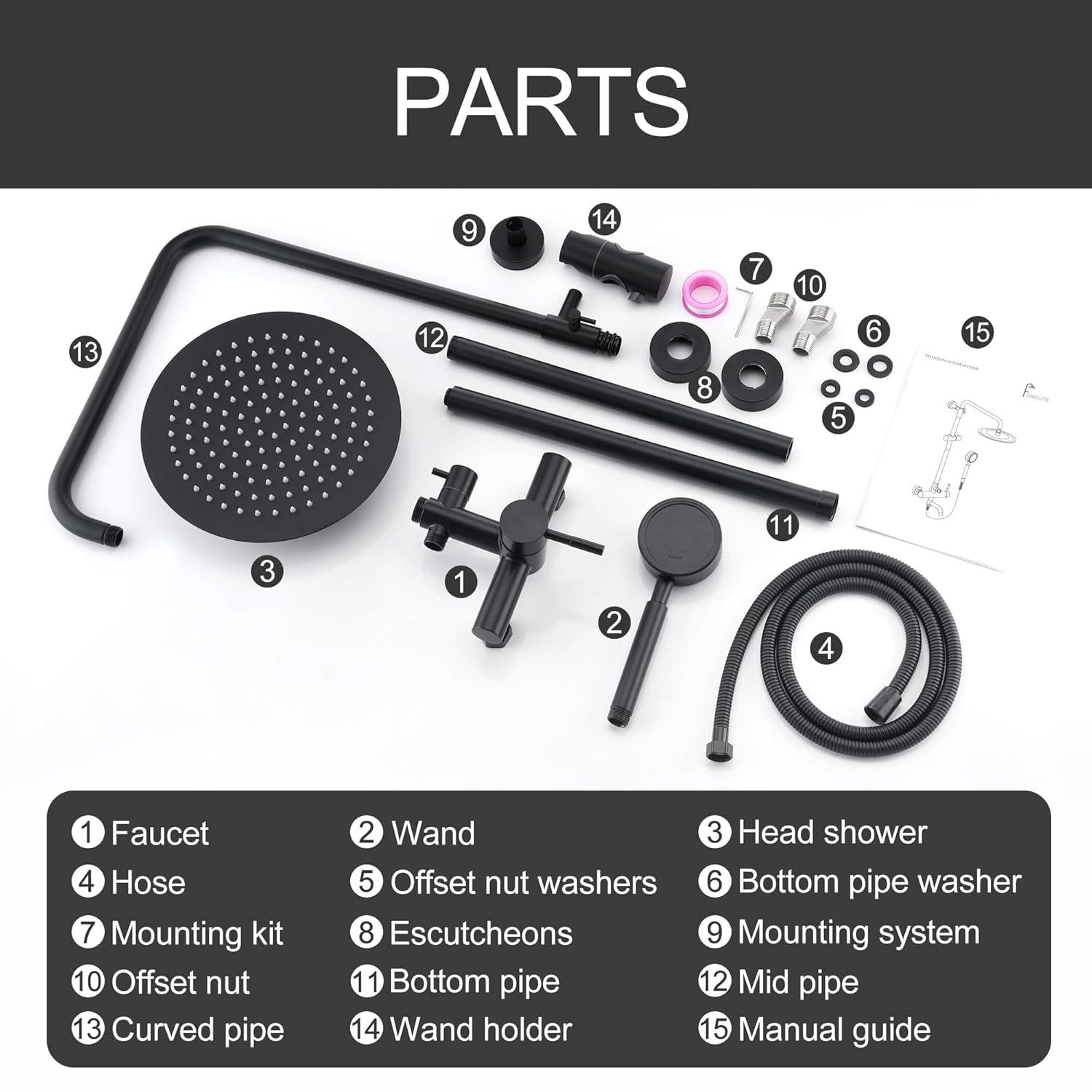 Outdoor Shower Fixture SUS304 Shower Faucet Combo Set Stainless Steel 8 Rainfall Shower Head