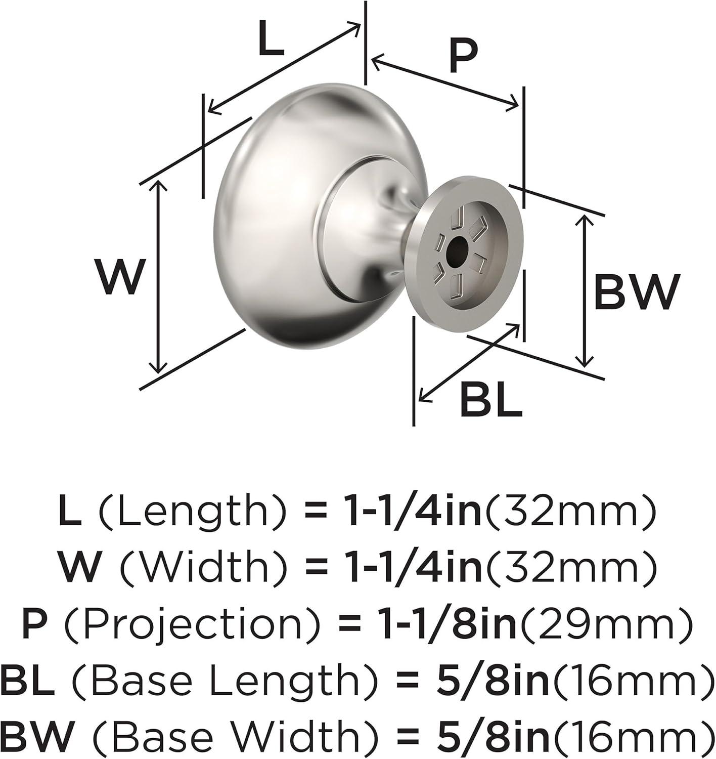 Amerock Edona 1-1/4 inch (32mm) Diameter Polished Nickel Cabinet Knob