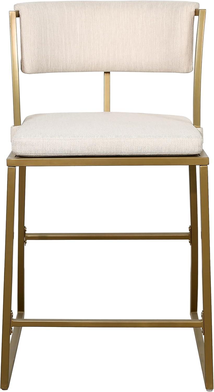 Mina 25in. Counter-Height Metal Bar Stool with Back- Antique Brass