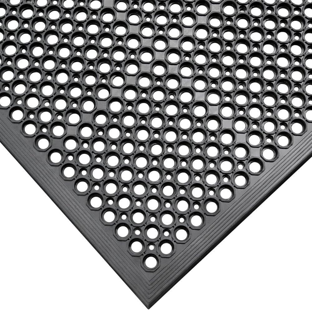 Rubber-Cal "1/2 in. Dura-Chef" Anti-Slip Rubber Kitchen Mat - 1/2 in x 3 ft x 5 ft - Black Rubber Mat