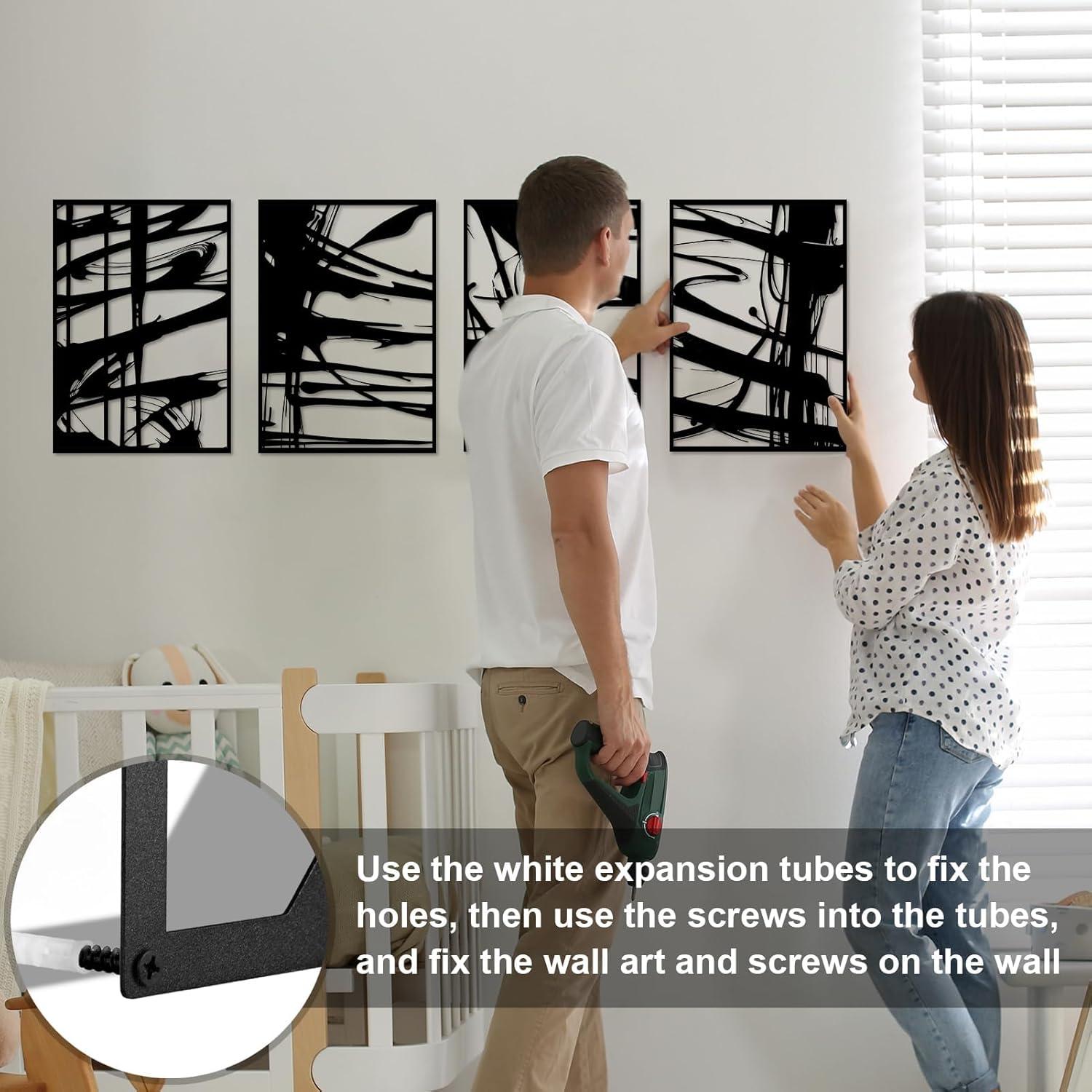 Black Metal Minimalist 3D Abstract Wall Art Set