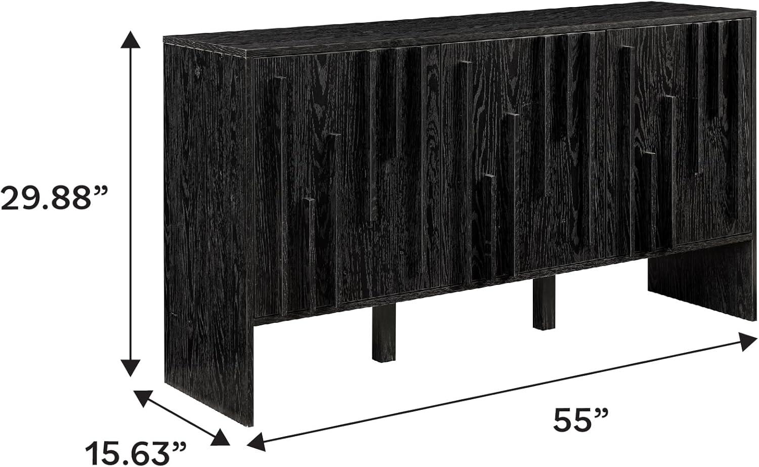 Modern Staggered Vertical Accent 3 Door Sideboard - Saracina Home