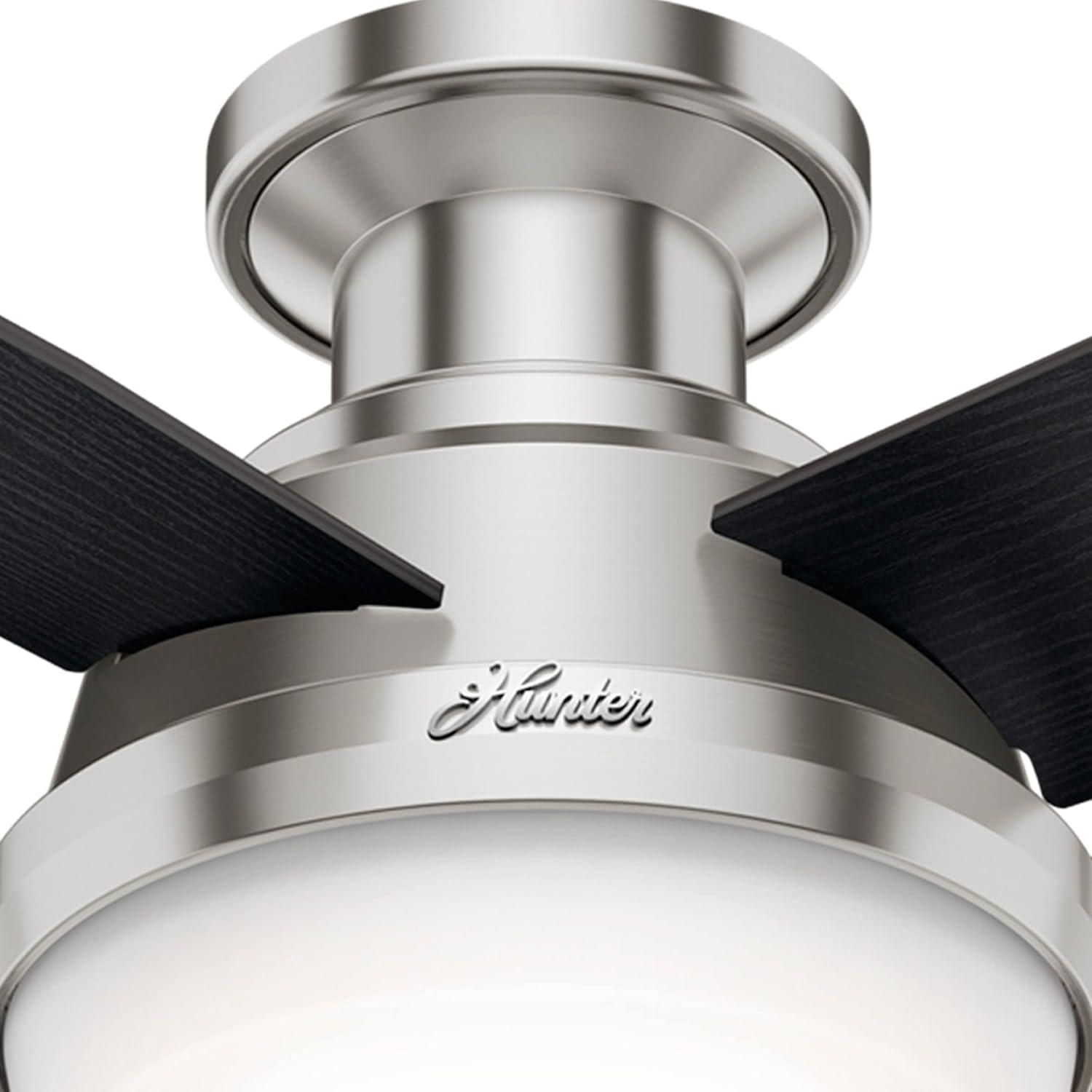 Dempsey Low Profile 44" 4 - Blade Indoor Flush Mount Small Room Ceiling Fan with Lights and Remote