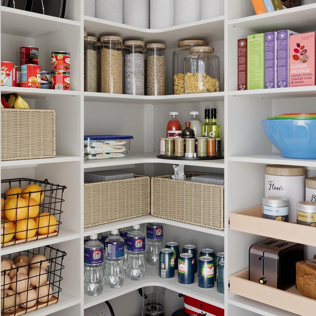 55 in. W White Wood Pantry Corner System