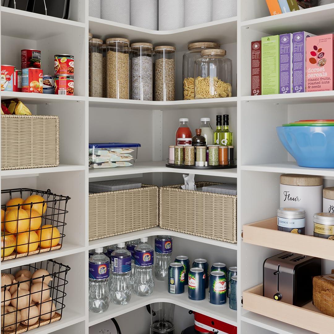 55 in. W White Wood Pantry Corner System