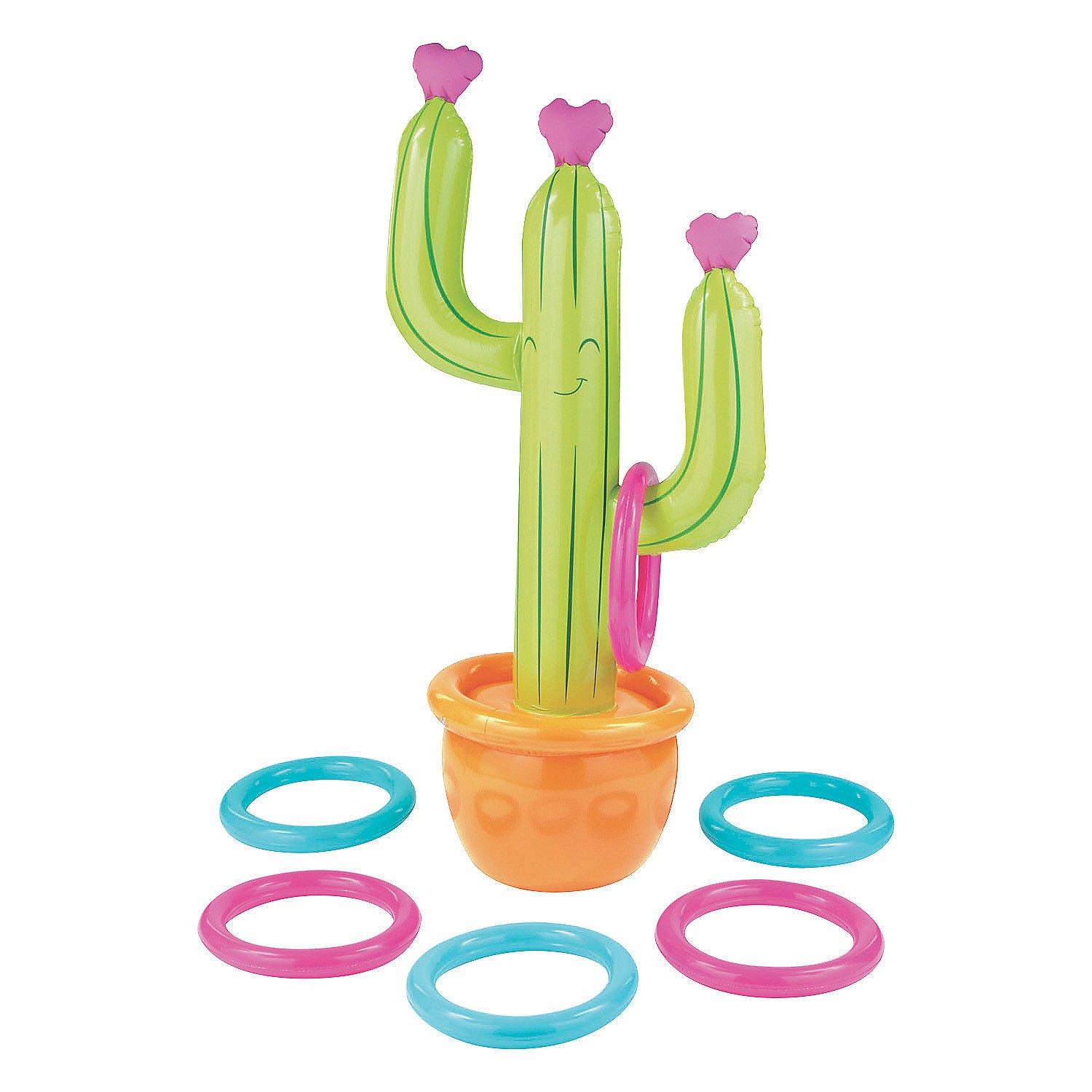 Fun Express Cactus Inflate Ring Toss Game - 7 Pieces