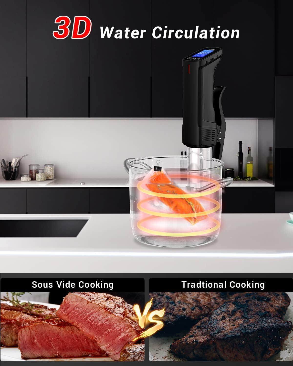 Inkbird Black and Silver WiFi Sous Vide Cooker with LCD Display