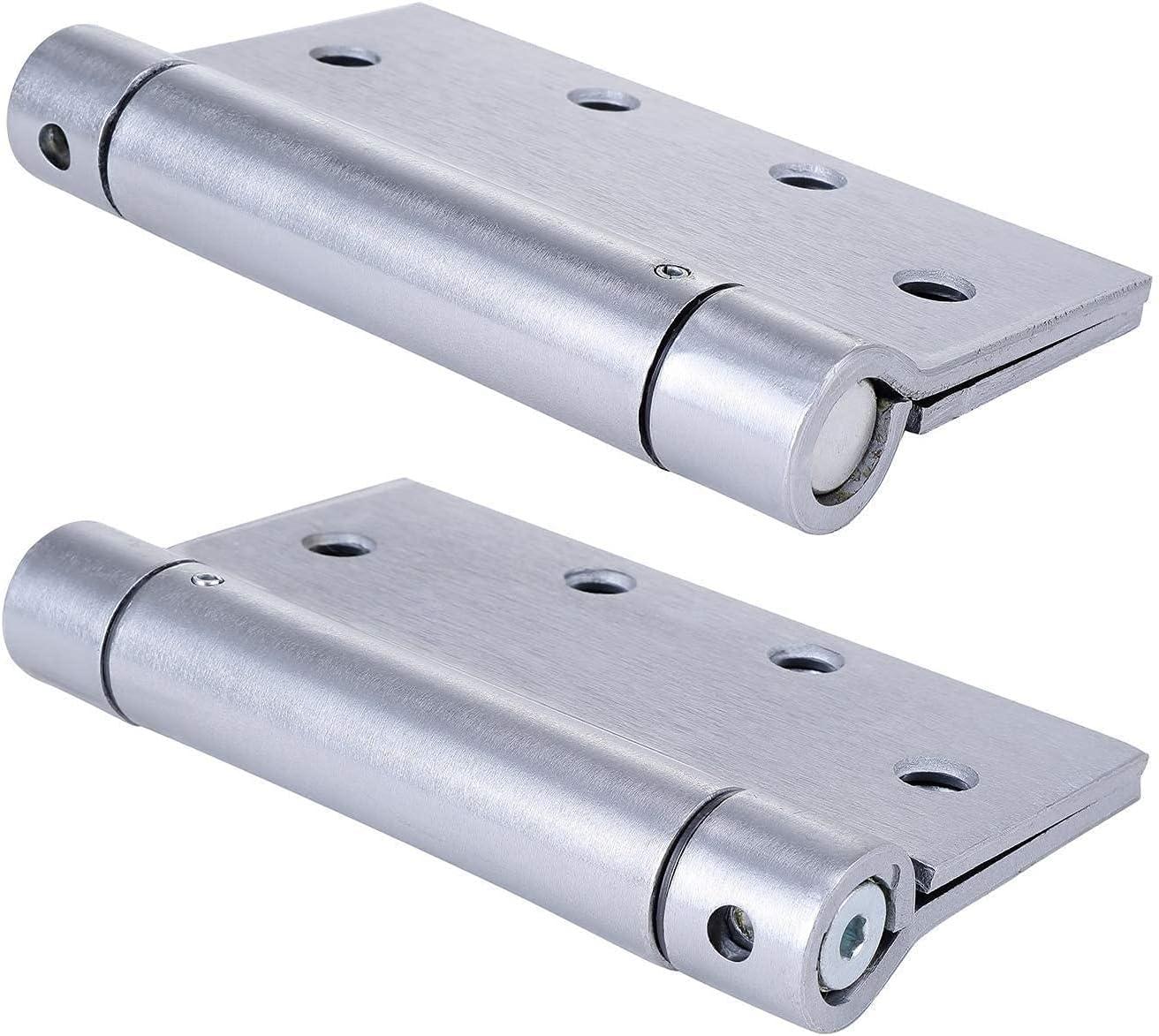 2 Pack - 4.5"x4.5" Brushed Satin Chrome Finish Self Closing Reversible Door Hinge - Heavy Duty Commercial Spring Door Hinge - UL Listed with Complete Installation Hardware