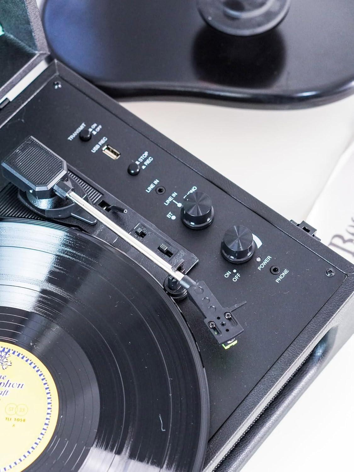 Arkrocket Audio Arkrocket Coryphaeus Bluetooth Turntable Deluxe Edition Record Player(Black/Green)