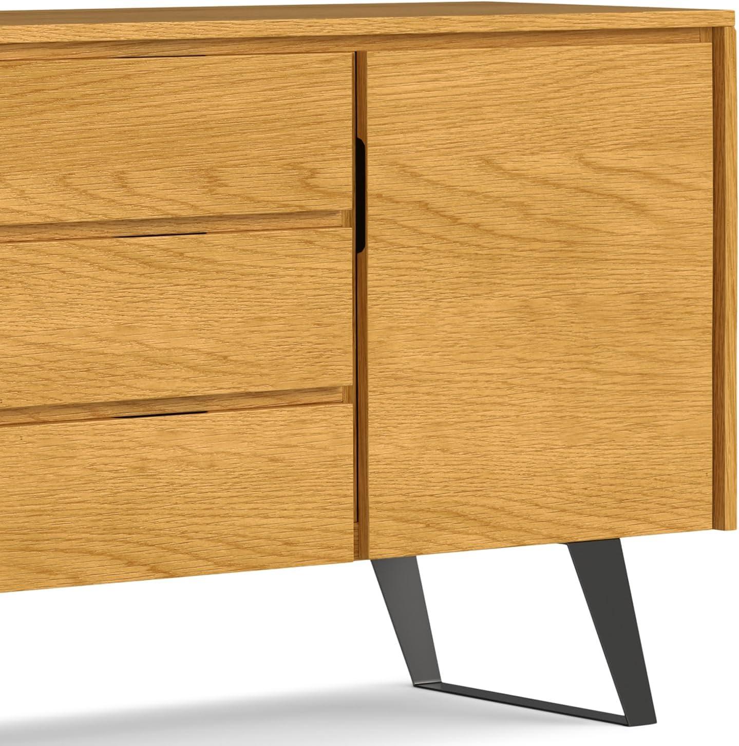 Simpli Home Lowry 60"W Solid Wood Modern Industrial 2-Door Sideboard Buffet with 3 Center Drawers