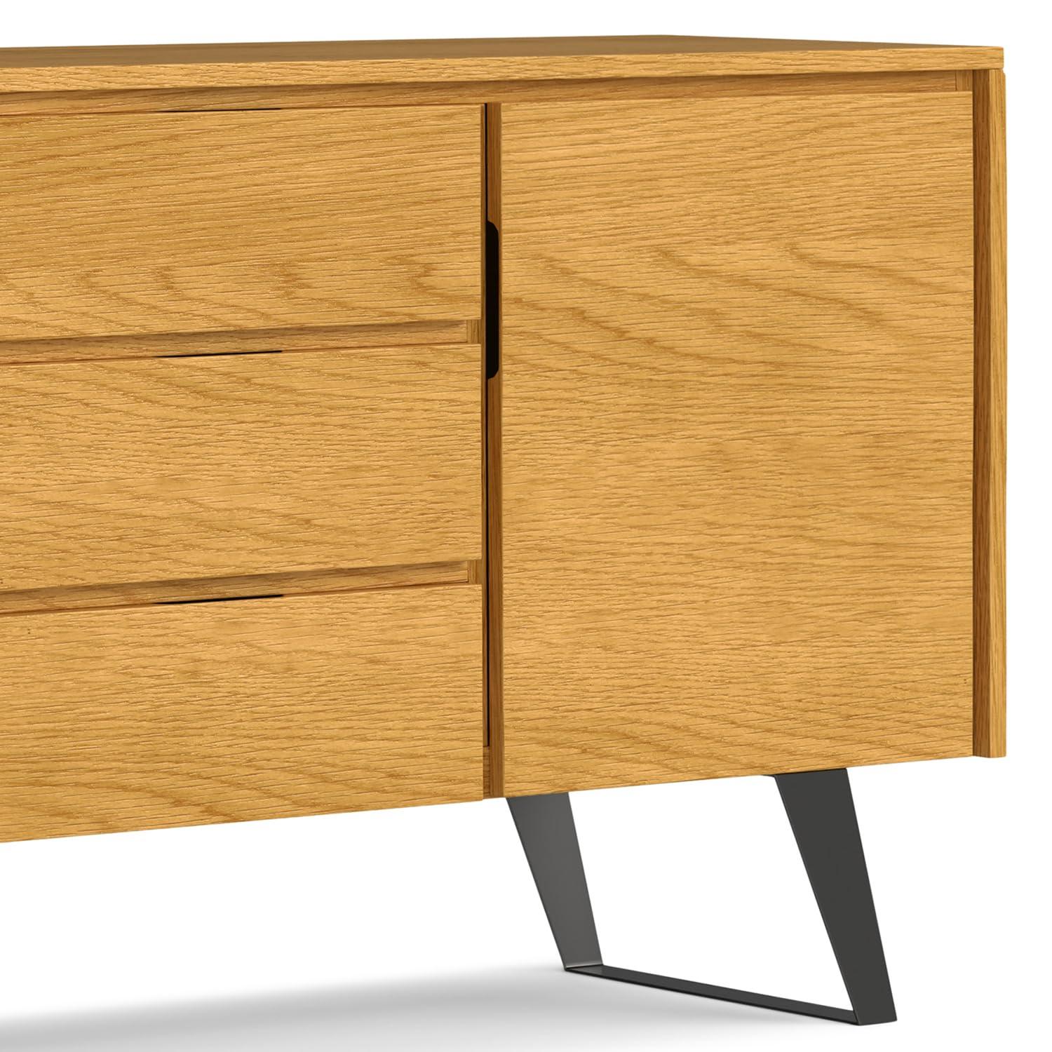 Simpli Home Lowry 60"W Solid Wood Modern Industrial 2-Door Sideboard Buffet with 3 Center Drawers