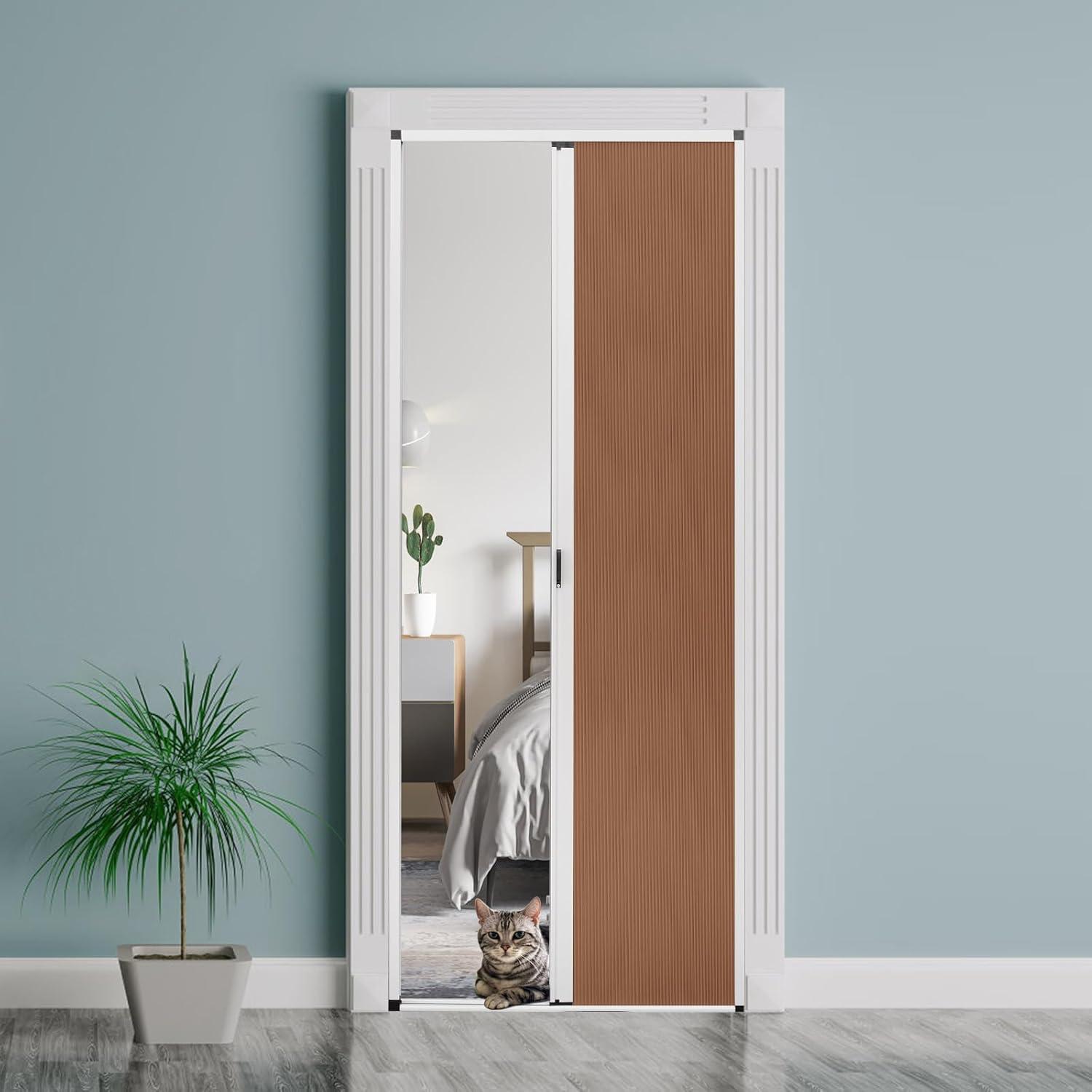 No-Drilling Interior Accordion Door, Retractable Folding Door with Aluminum Frame and Cellular Fabric, Waterproof and Heat Insulation, for Bedroom, Bathroom, Kitchen, Office(Grey