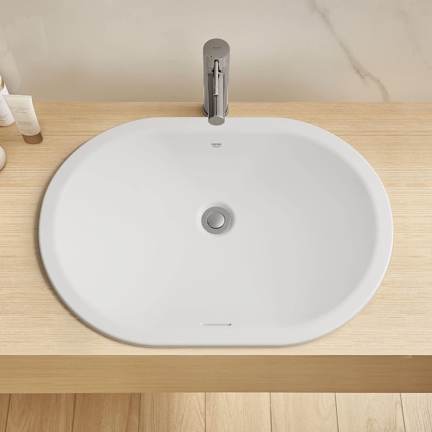 Essence Alpine White Oval Undermount Bathroom Sink with Overflow