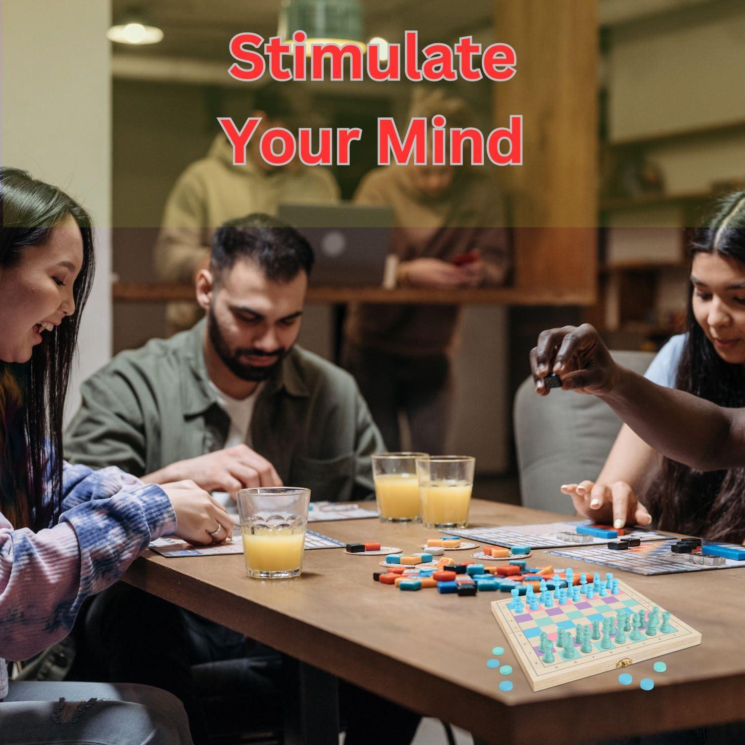 2 in 1 Wooden Chess and Checkers Set - Chess Set for Kids – Portable 11” x 11” Game Board Folds As Storage Case - Chess Checker Set - Childrens Chess Sets for Beginners - Chess Board for Kids