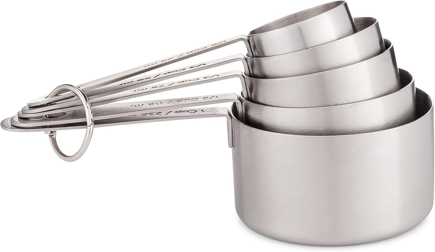 husMait Stainless Steel Measuring Cups - 5 Piece Heavy Duty Measuring Cup Set for Dry Foods, Spices or Liquids