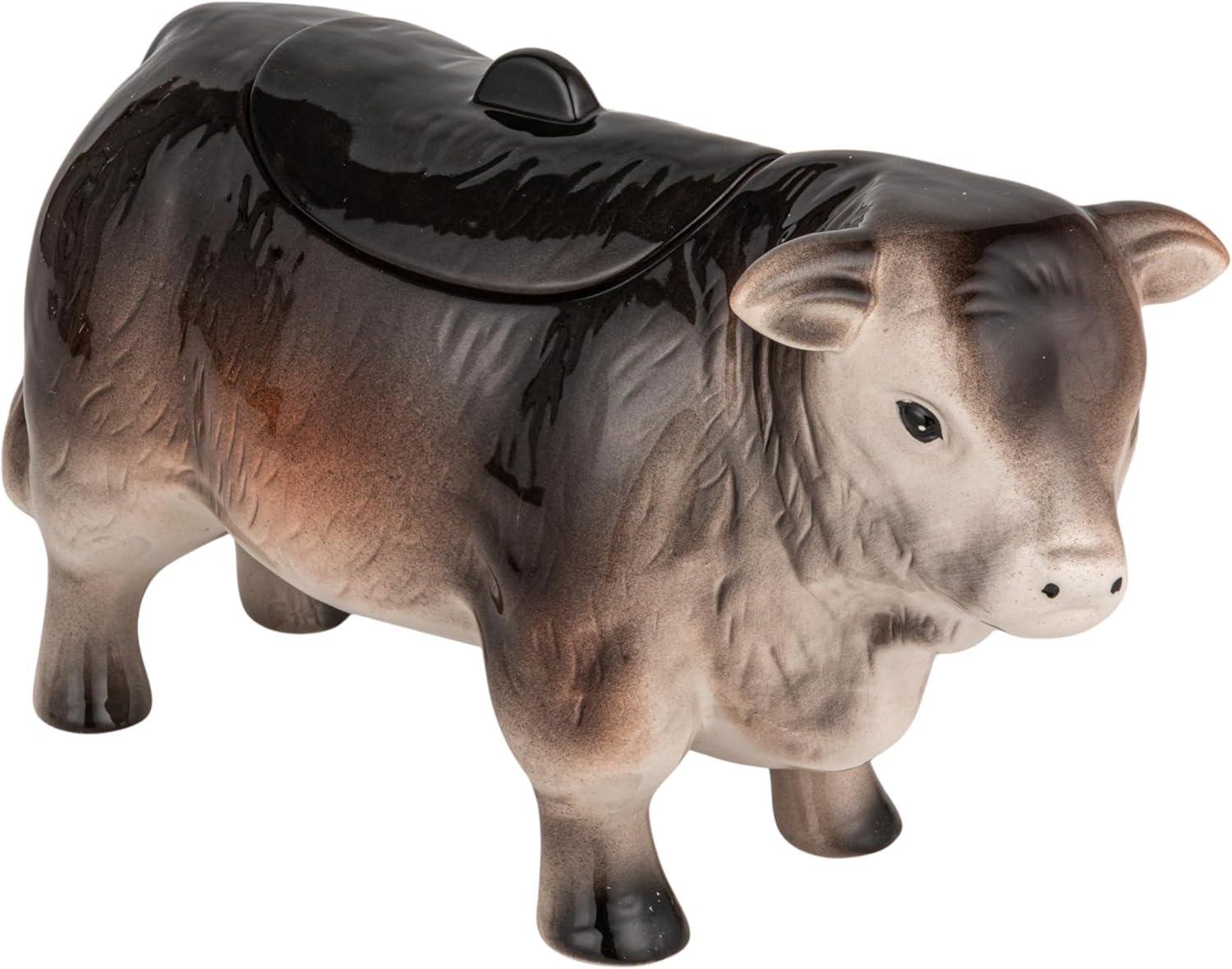 Vintage Black and Brown Ceramic Cow Cookie Jar