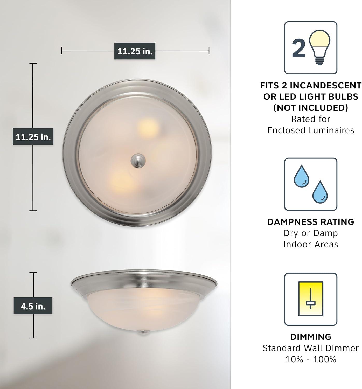 Designers Fountain 11 inch 2-Light Satin Platinum Flush Mount Ceiling Light, 1257S-SP-AL