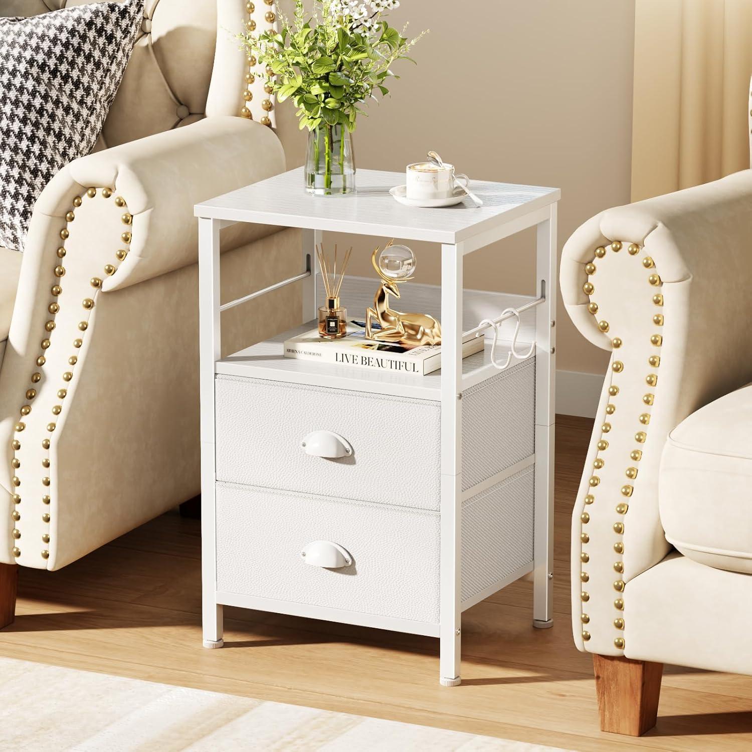 Furologee Nightstands Set of 2, White