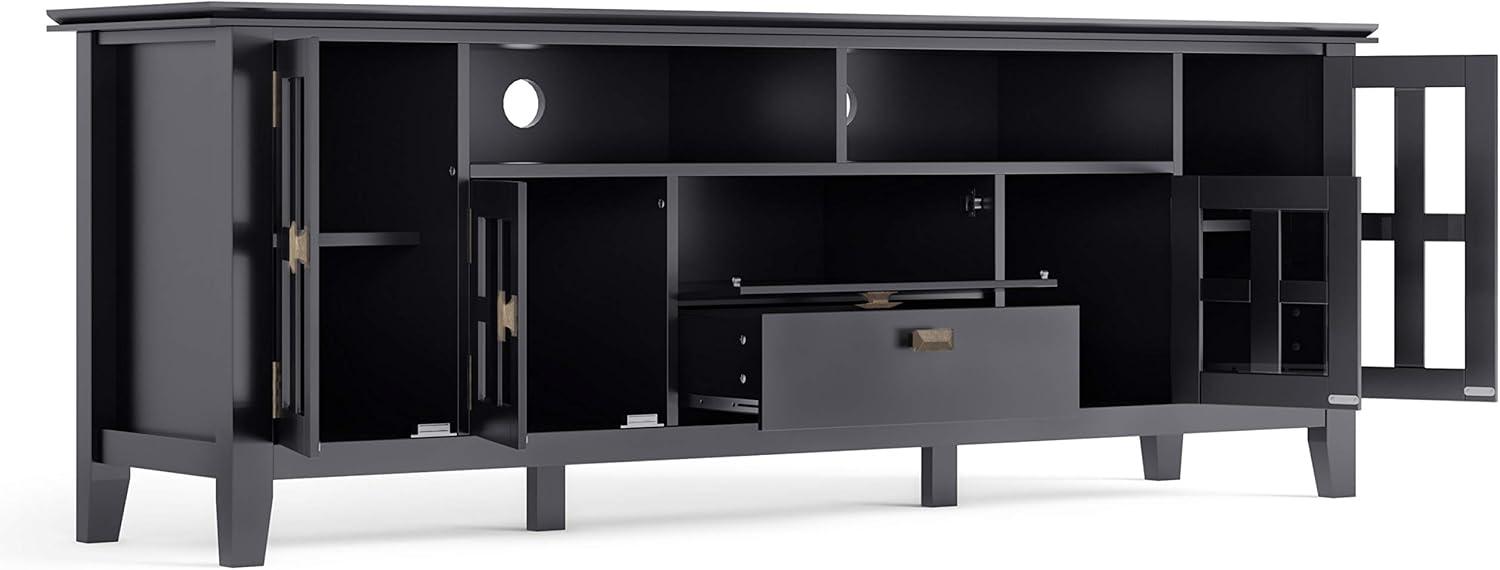 Simpli Home Artisan Wood 72" Transitional TV Media Stand in Black For TVs up to 80"