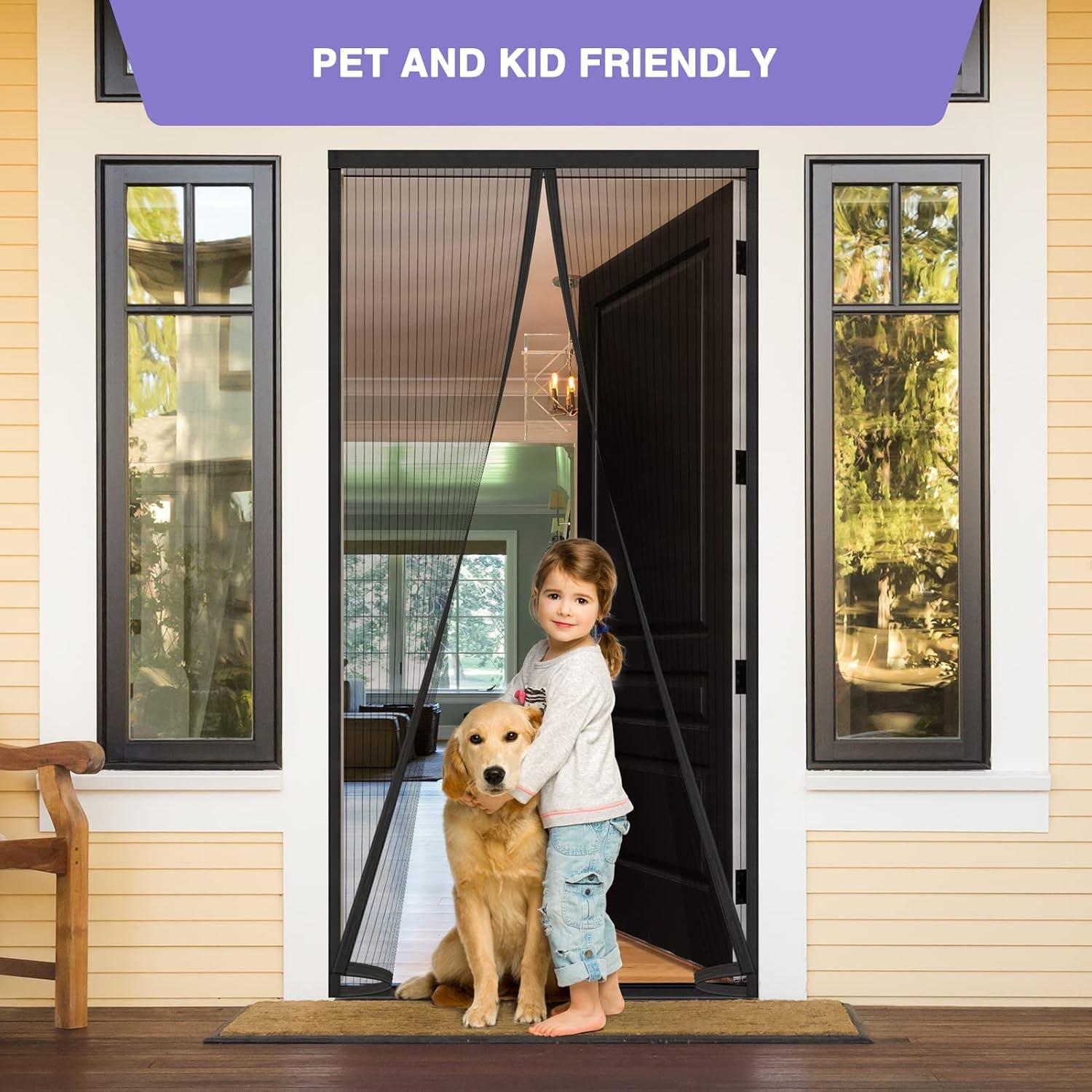 Titan Mall Magnetic Screen Door, Self Sealing Door Net, Heavy Duty Mesh Screen Magnetic Closure Keep Bugs Out, Retractable - Pet and Kid Friendly, Hands Free fit for 39" x 82" Doors