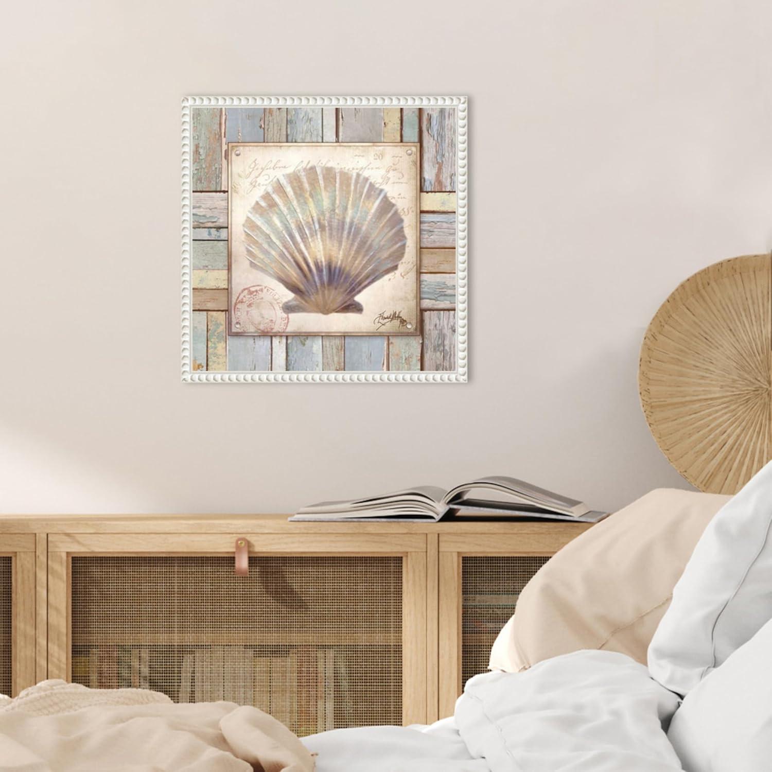 Amanti Art 16"x16" Beach Shell I by Elizabeth Medley: Coastal Nautical Wall Decor, Modern Style