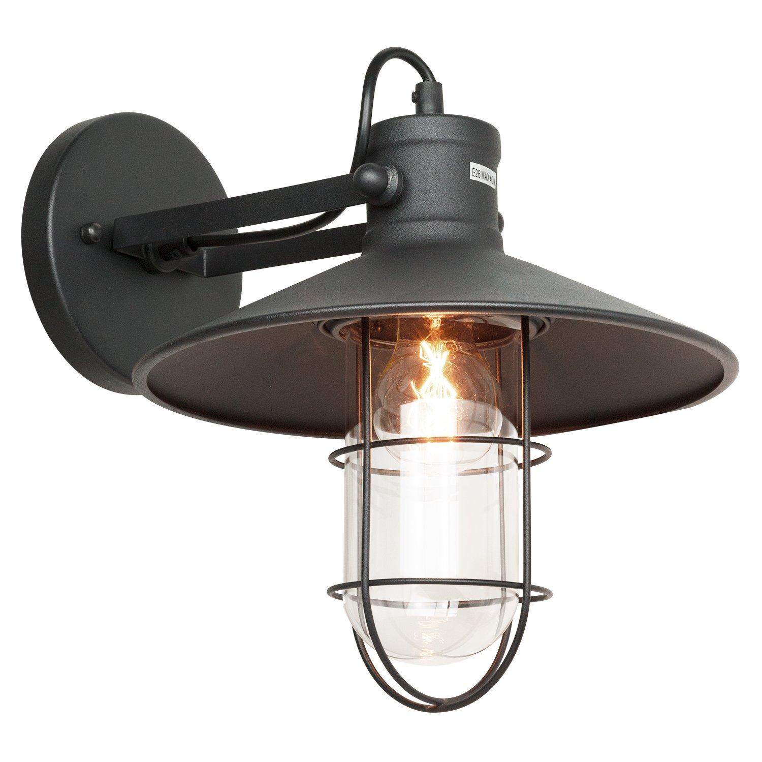Industrial Matte Black Glass Shade Wall Sconce