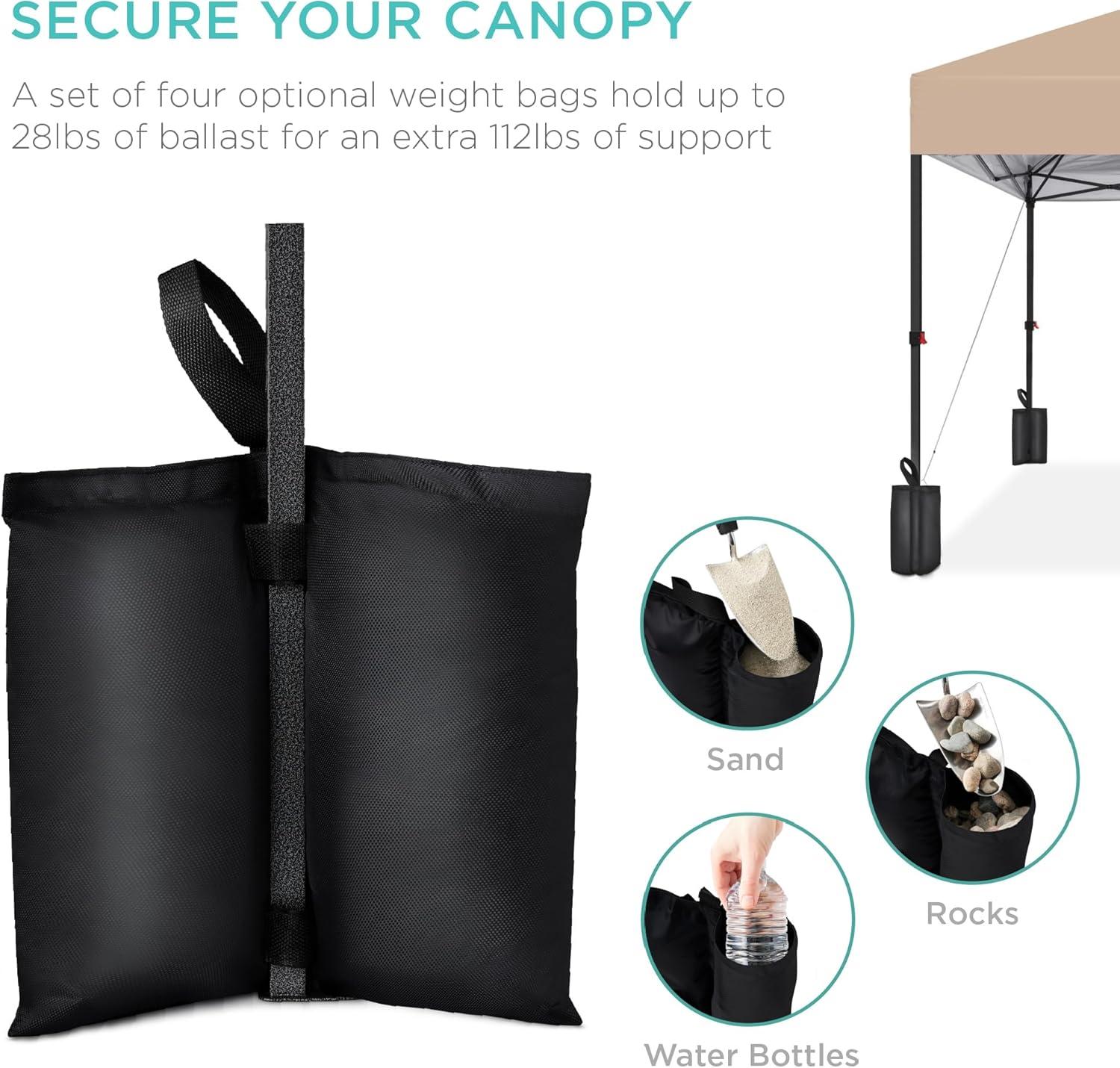 Best Choice Products Best Choice Products Easy Setup Pop Up Canopy W/ 1-Button Setup, Wheeled Case, 4 Weight Bags