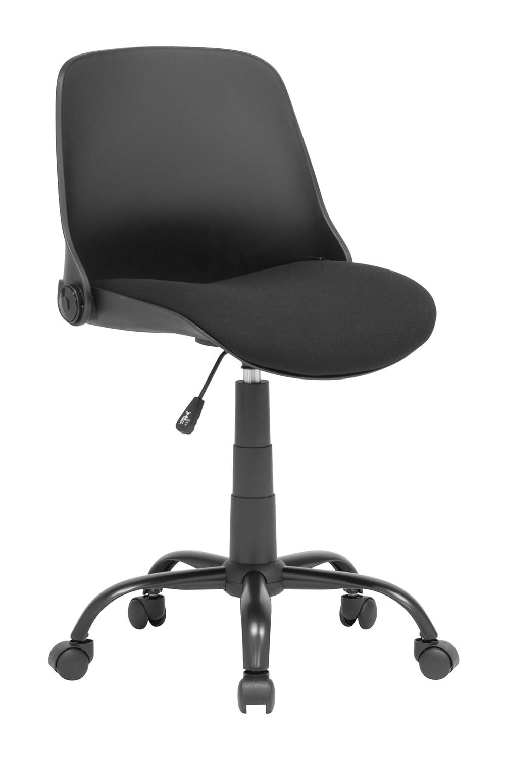 Folding Back Task Chair Black - studio designs: Swivel, Adjustable, Armless