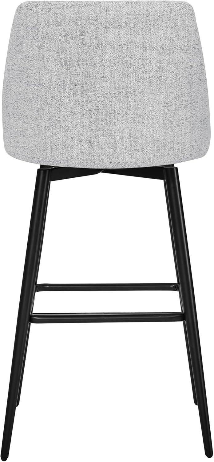 White Upholstered Fabric Swivel Bar Stools with Metal Base, Set of 2