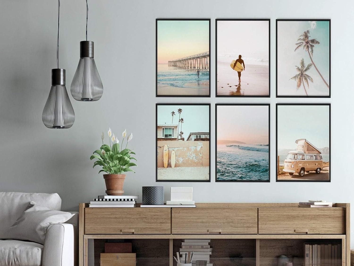 Set of 6 California Coastal Surf Unframed Wall Art Prints