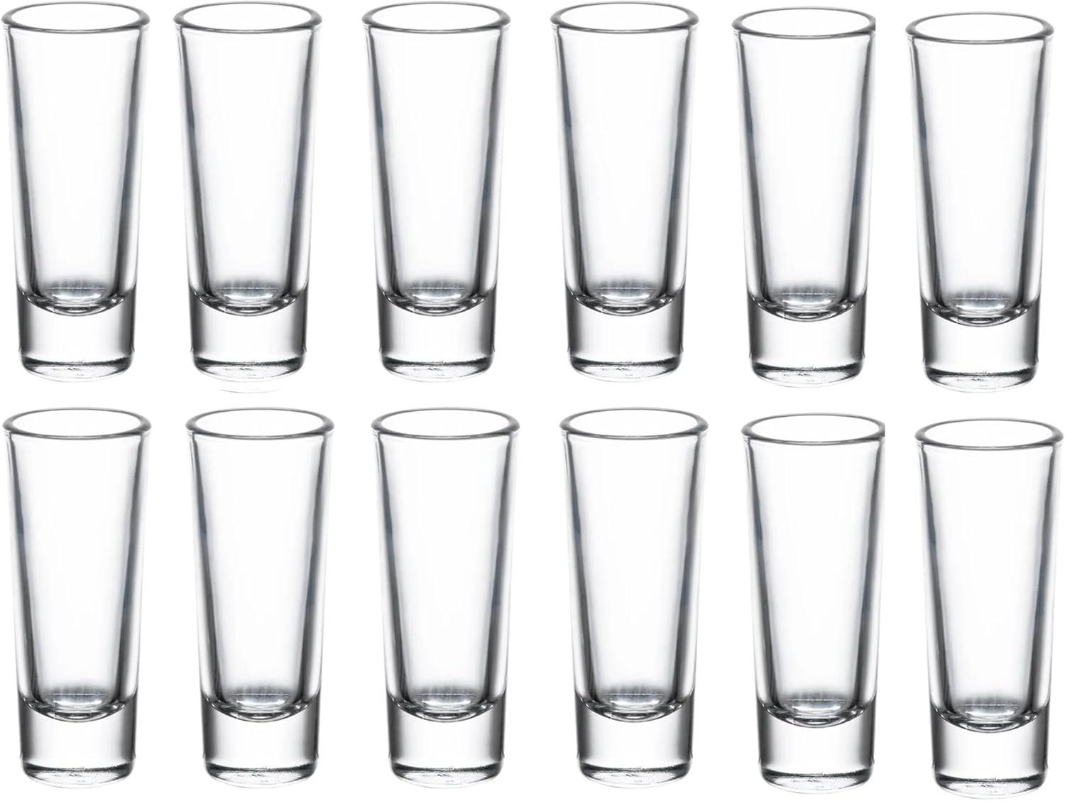 Tall Shot Glasses - 2oz - Crystal Clear Glasses - Set of 12