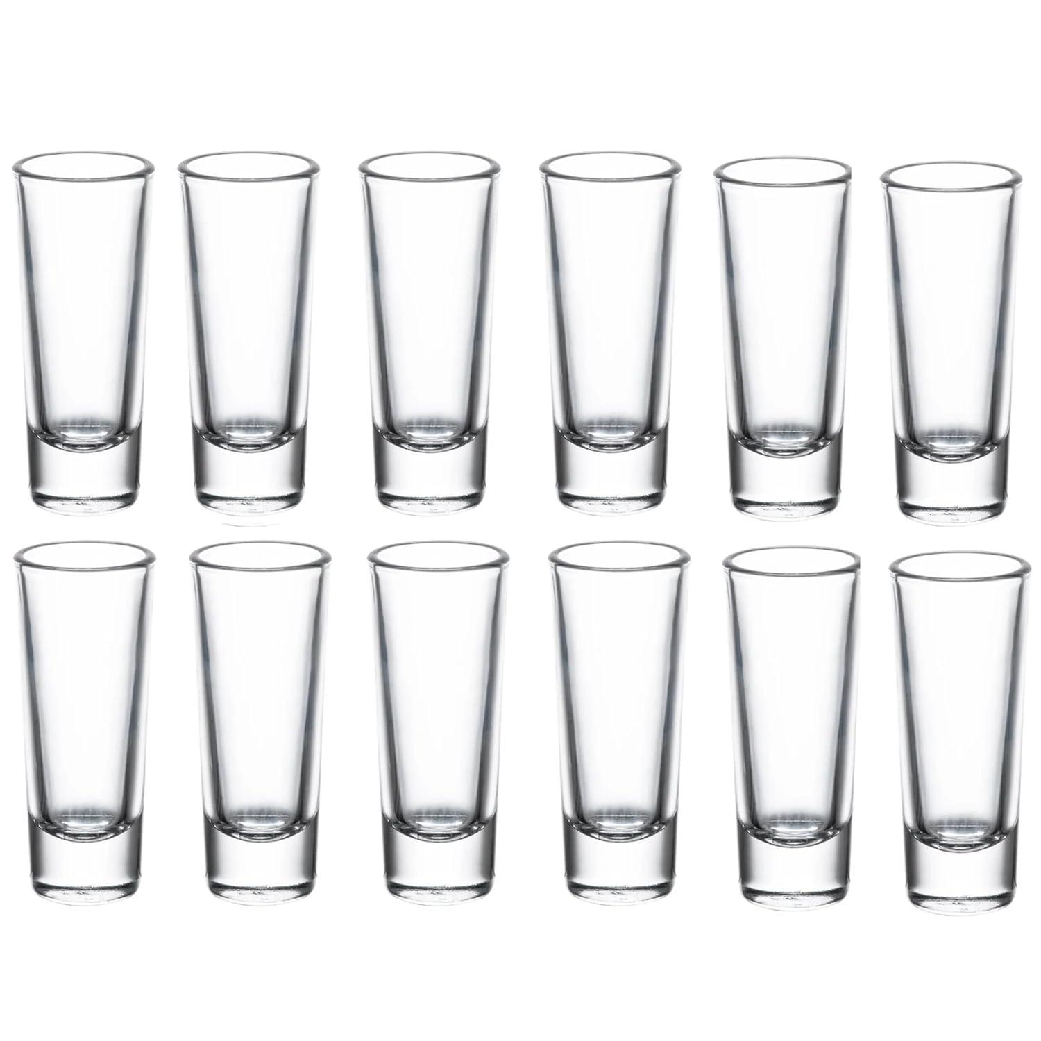 Tall Shot Glasses - 2oz - Crystal Clear Glasses - Set of 12