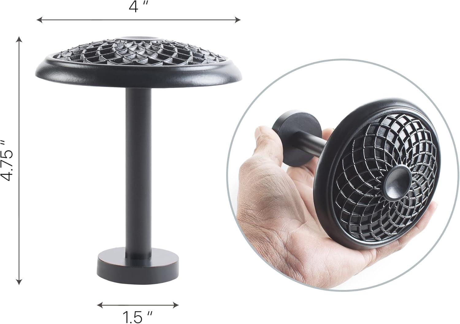 Deco Window 2 Pcs Curtain Holdback for Curtains Wall Mounted Metal Drapery Disc Leaf Hook for Sheer and Blackout Panels (Black Matt)