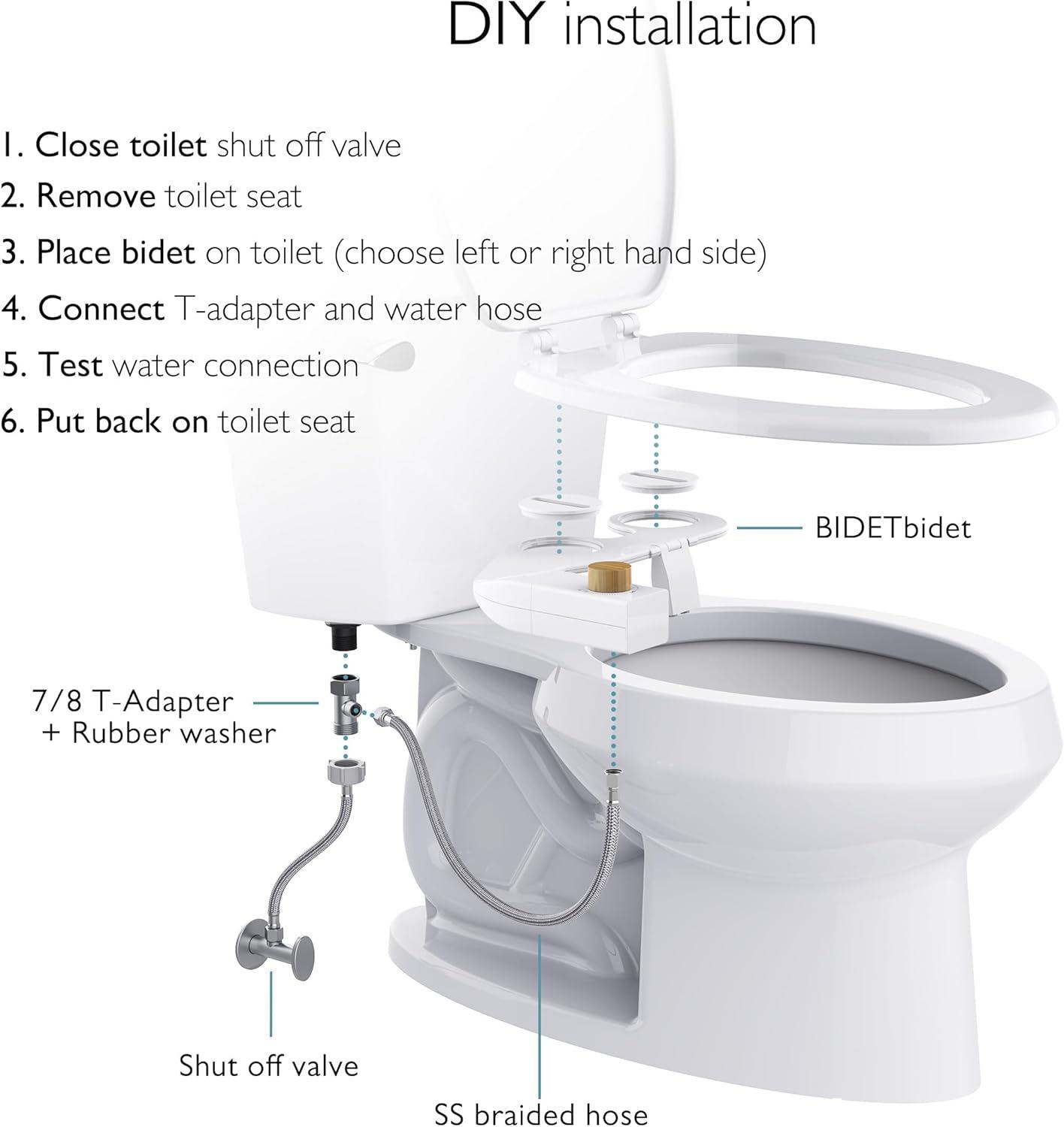 Ultra-Slim White Bamboo Manual Bidet Attachment