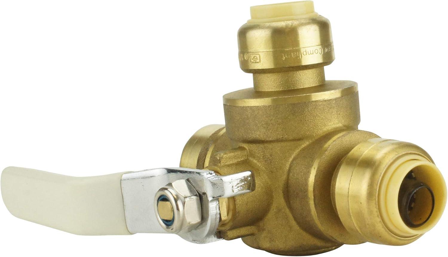 1/2 Inch Brass Push-To-Connect 3-Way Ball Valve